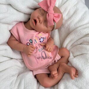 17Inch Reborn Realistic Baby Dolls Full Body Silicone Sleeping Newborn Girl Tan